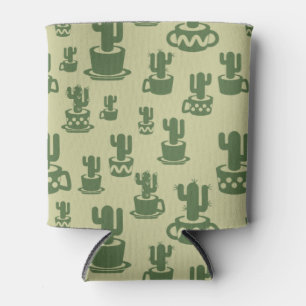 Succulent cactus silhouette in cups and pots can cooler