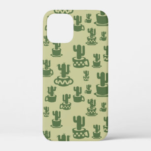 Succulent cactus silhouette in cups and pots iPhone 12 mini case