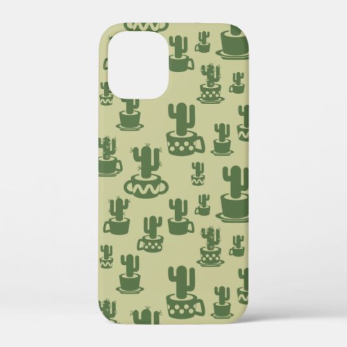 Succulent cactus silhouette in cups and pots  iPhone 12 mini case