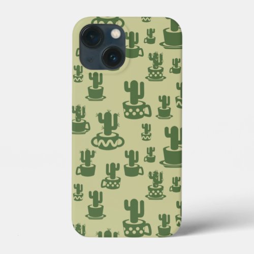 Succulent cactus silhouette in cups and pots  iPhone 13 mini case