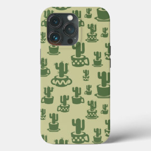 Succulent cactus silhouette in cups and pots iPhone 13 pro case