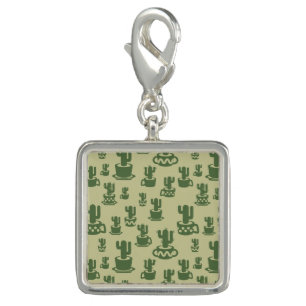 Succulent cactus silhouette in cups and pots charm