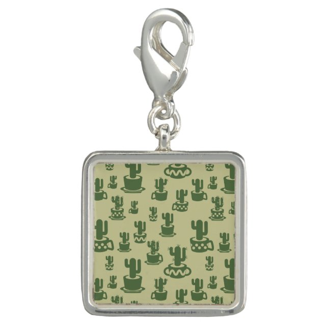Succulent cactus silhouette in cups and pots  charm (Front)