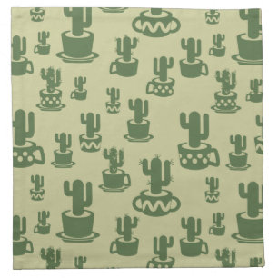 Succulent cactus silhouette in cups and pots cloth napkin