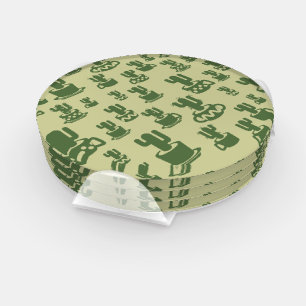 Succulent cactus silhouette in cups and pots  coaster set