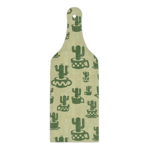 Succulent cactus silhouette in cups and pots  cutting board