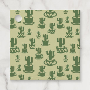 Succulent cactus silhouette in cups and pots favor tags