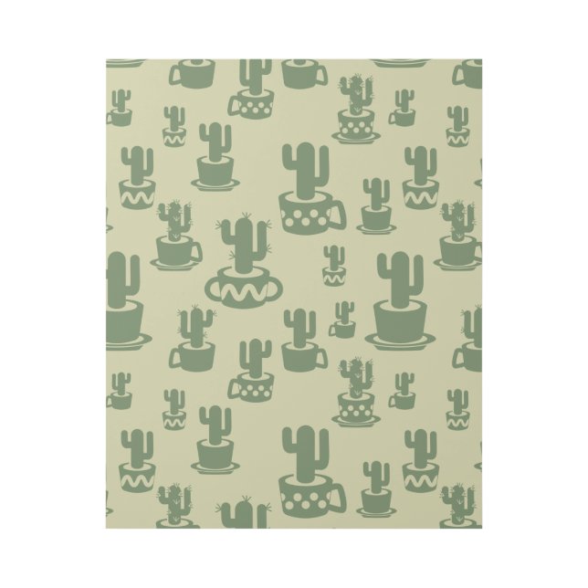 Succulent cactus silhouette in cups and pots  gallery wrap (Front)