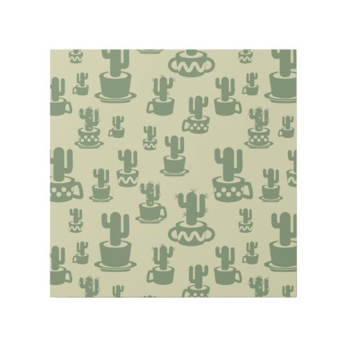 Succulent cactus silhouette in cups and pots  gallery wrap