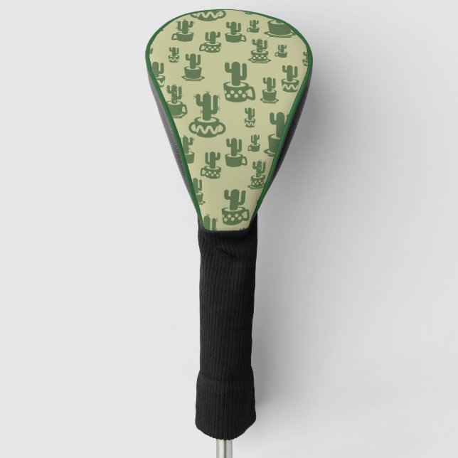 Succulent cactus silhouette in cups and pots  golf head cover (Front)