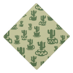 Succulent cactus silhouette in cups and pots graduation cap topper