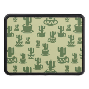 Succulent cactus silhouette in cups and pots hitch cover
