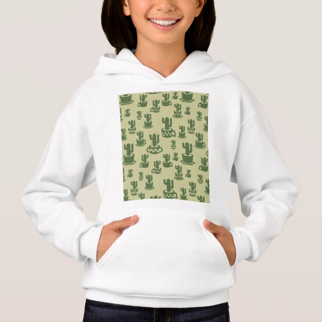 Succulent cactus silhouette in cups and pots  hoodie (Front)