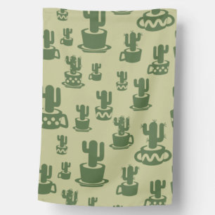 Succulent cactus silhouette in cups and pots house flag