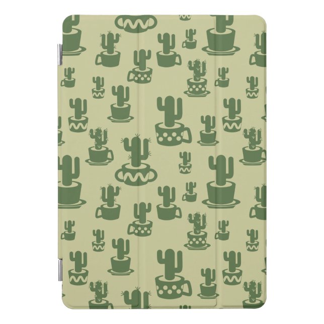 Succulent cactus silhouette in cups and pots iPad pro cover (Front)
