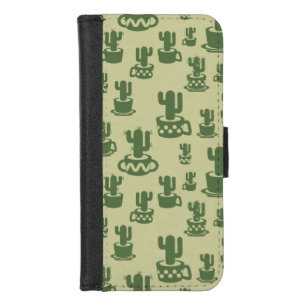 Succulent cactus silhouette in cups and pots iPhone 8/7 wallet case