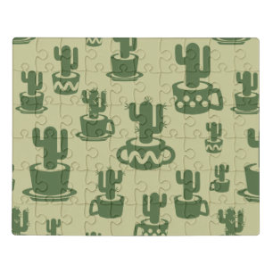 Succulent cactus silhouette in cups and pots  jigsaw puzzle