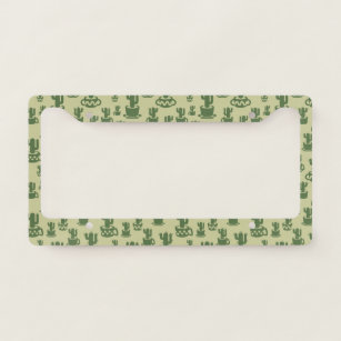 Succulent cactus silhouette in cups and pots  license plate frame