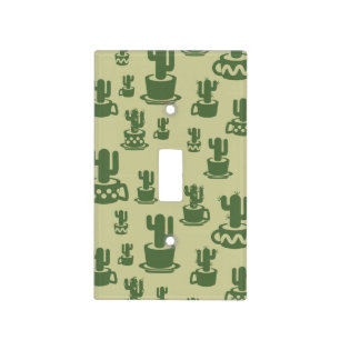 Succulent cactus silhouette in cups and pots light switch cover