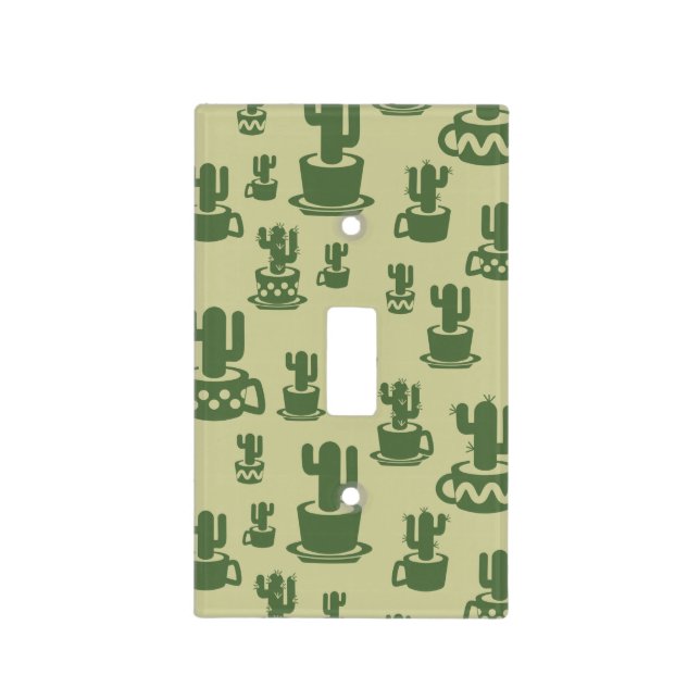 Succulent cactus silhouette in cups and pots  light switch cover (Front)
