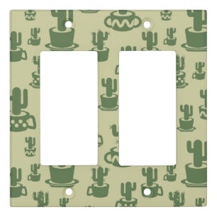 Succulent cactus silhouette in cups and pots light switch cover