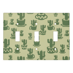 Succulent cactus silhouette in cups and pots  light switch cover