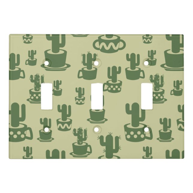 Succulent cactus silhouette in cups and pots  light switch cover (Front)