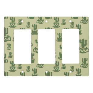 Succulent cactus silhouette in cups and pots light switch cover