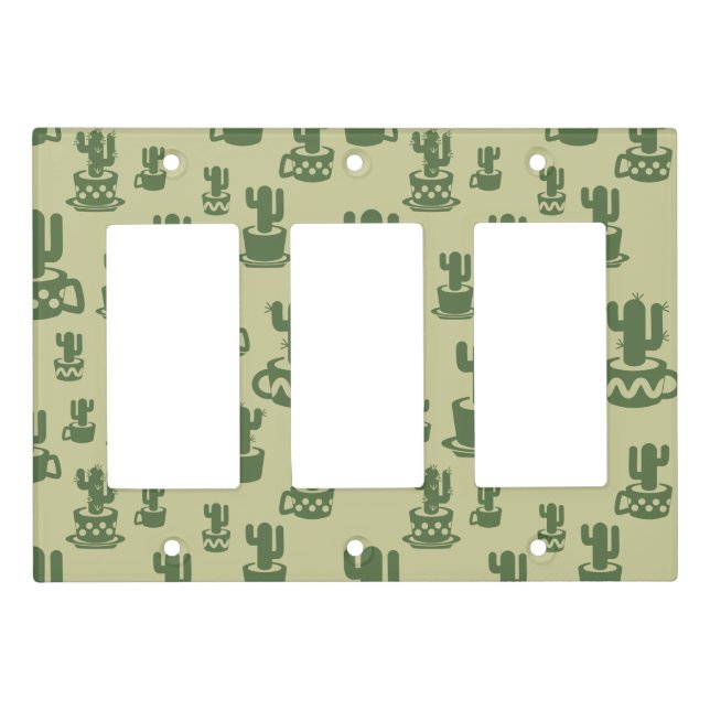 Succulent cactus silhouette in cups and pots  light switch cover (Front)