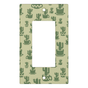 Succulent cactus silhouette in cups and pots light switch cover