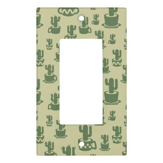 Succulent cactus silhouette in cups and pots  light switch cover (Front)