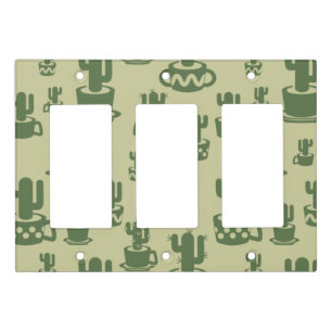 Succulent cactus silhouette in cups and pots light switch cover
