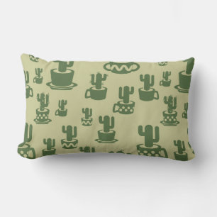 Succulent cactus silhouette in cups and pots lumbar pillow