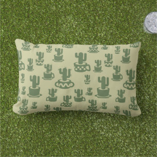 Succulent cactus silhouette in cups and pots  lumbar pillow