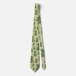 Succulent cactus silhouette in cups and pots neck tie