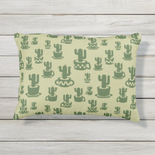 Succulent cactus silhouette in cups and pots  outdoor pillow