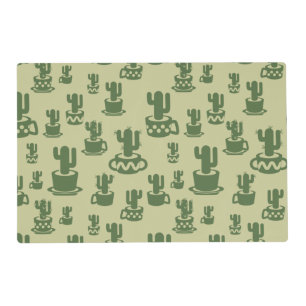 Succulent cactus silhouette in cups and pots placemat