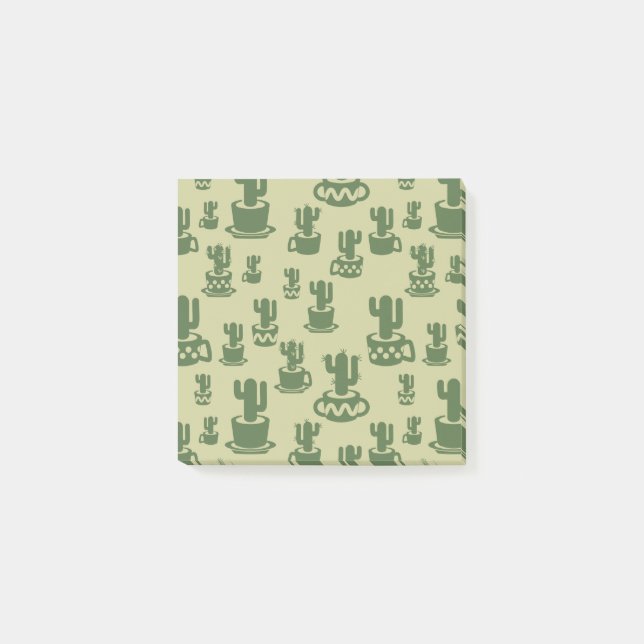 Succulent cactus silhouette in cups and pots  post-it notes (Front)