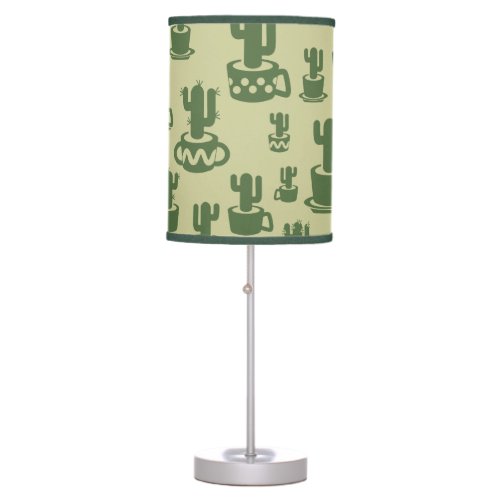 Succulent cactus silhouette in cups and pots  table lamp