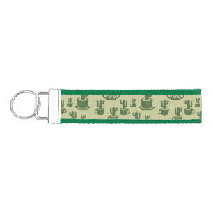 Succulent cactus silhouette in cups and pots wrist keychain