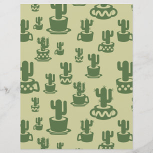 Succulent cactus silhouette in cups Paper Sheet