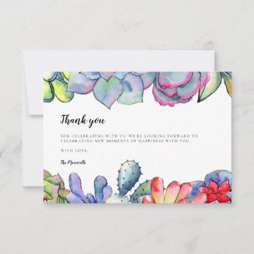 Succulent cactus watercolor Baby shower Thank You Card