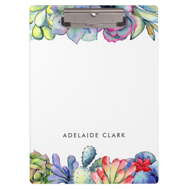 Succulent cactus watercolor clipboard (Front)