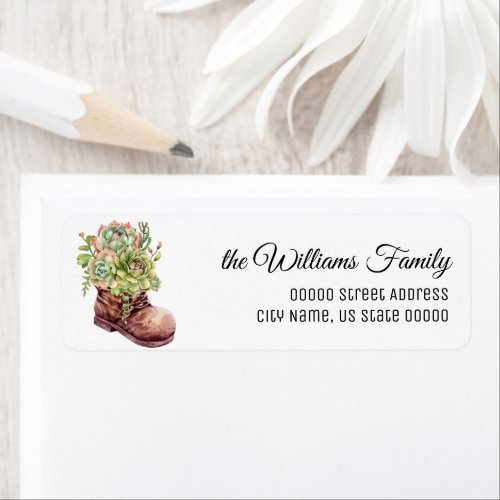 Succulent Cactus Watercolor Flower Return Address Label