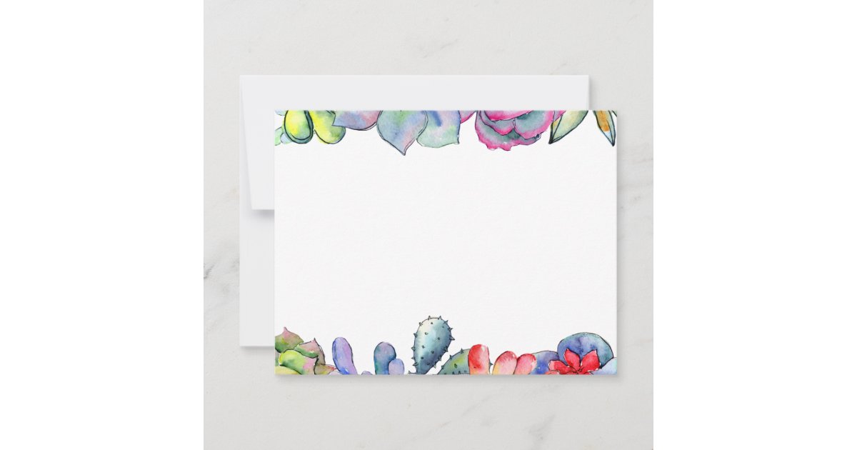 Succulent cactus watercolor note card | Zazzle