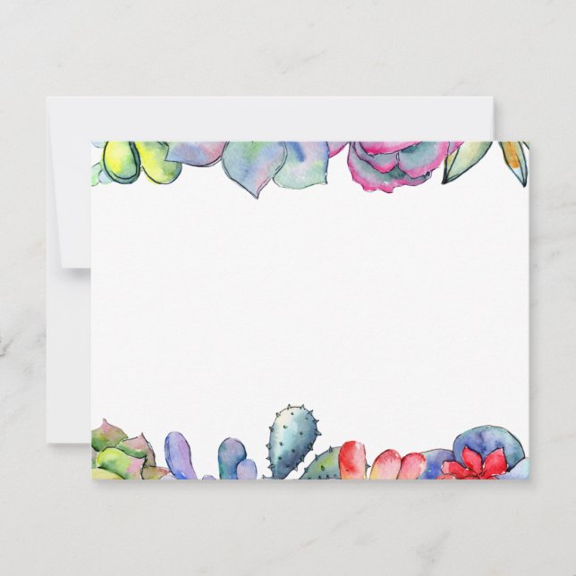 Succulent cactus watercolor note card (Front)