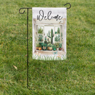 Succulent Cactus Welcome Garden Flag