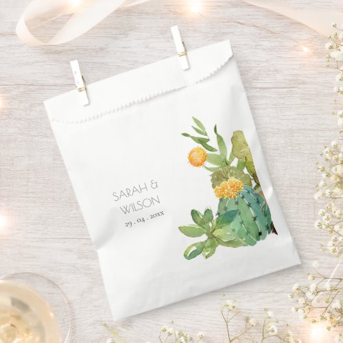 Succulent Cactus Yellow Green Foliage Wedding Favo Favor Bag