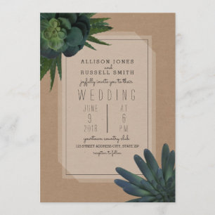Succulent Cardstock Inspired Wedding Invitation