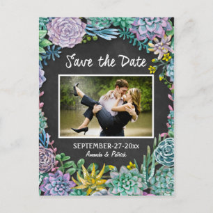 Succulent Chalkboard Wedding Save The Date Cards